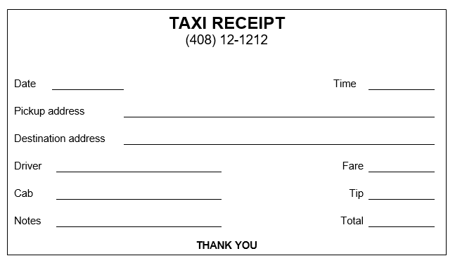 Taxi Receipt Template