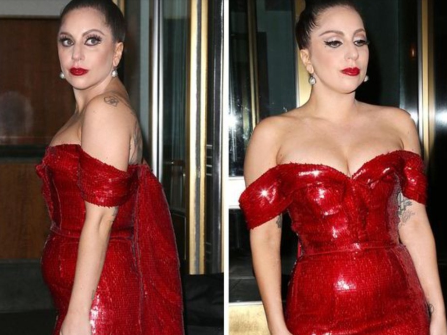Lady Gaga red dress look