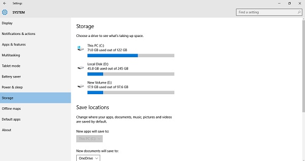 Windows 10 System Requirements storage