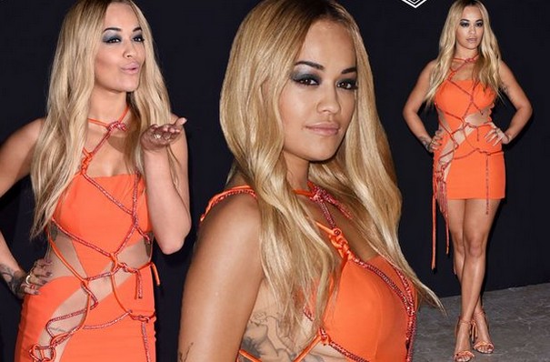 Rita Ora Goes to the Versace Show Without Underwear