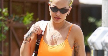 Singer Rita Ora spends a braless day out