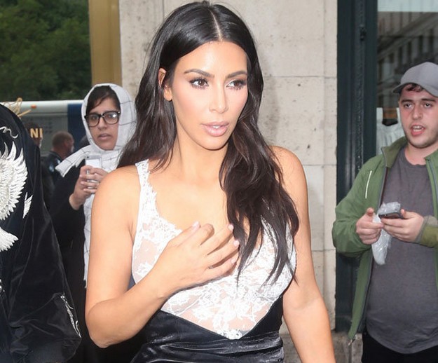 Kim Kardashian Risks Wardrobe Malfunction in Racy Lace Mini Dress