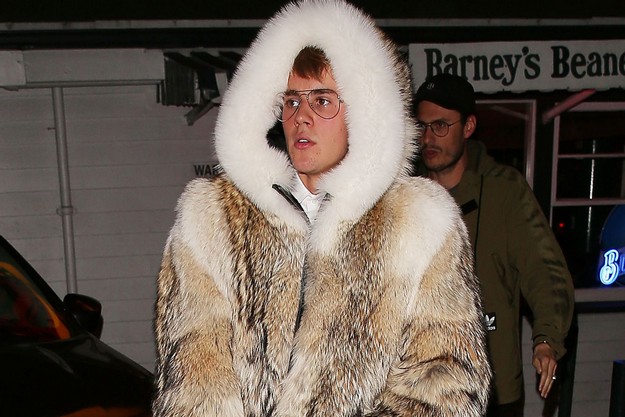 Justin Bieber fur coat 