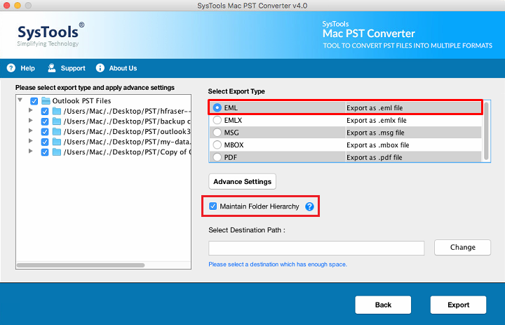 Choose export file