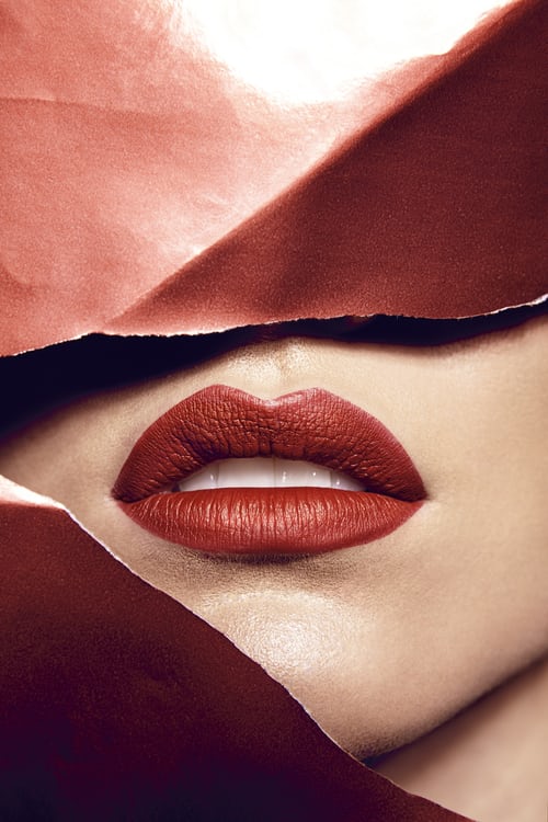 Bold matte red lips