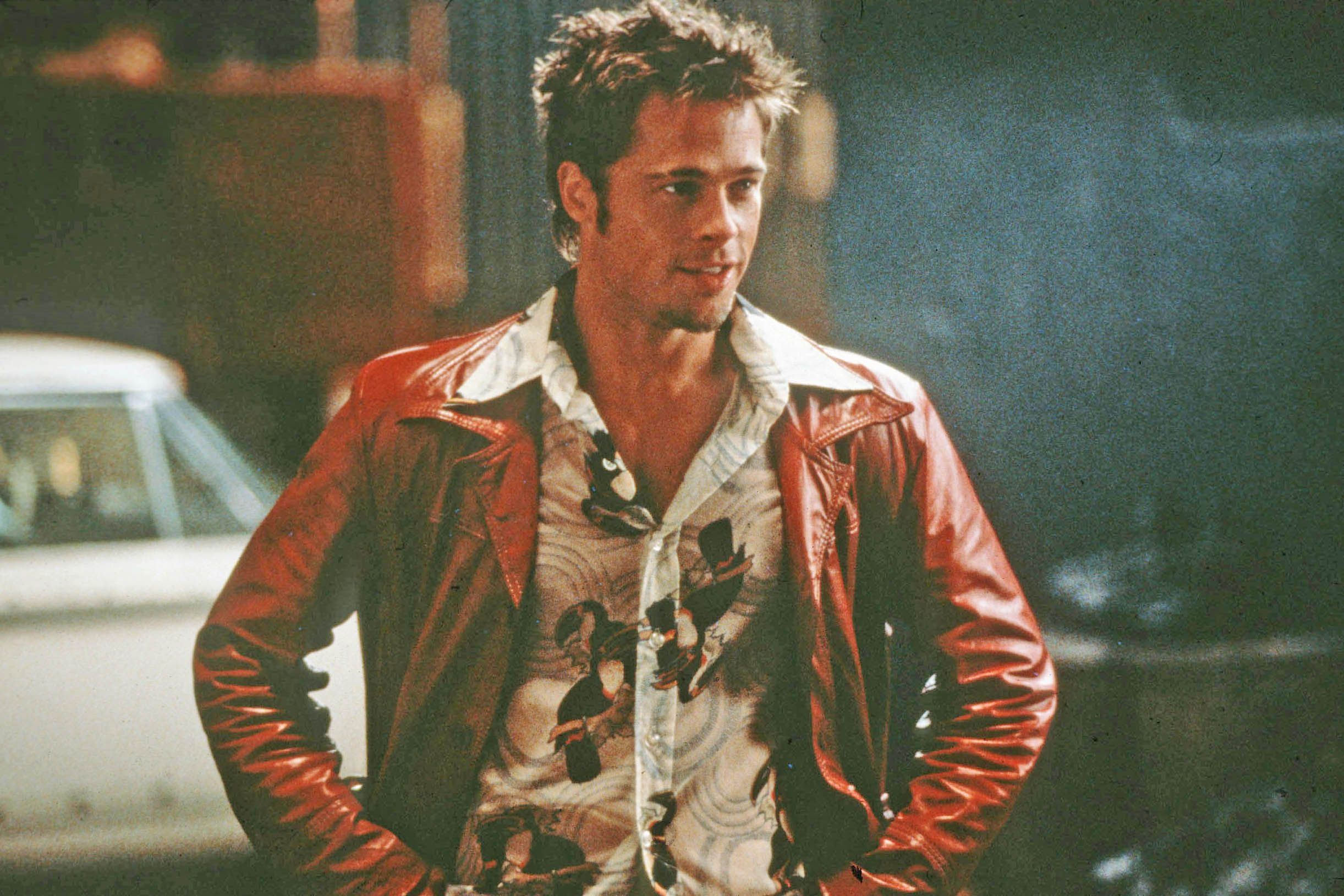 Brad Pitt fight club red leather jacket