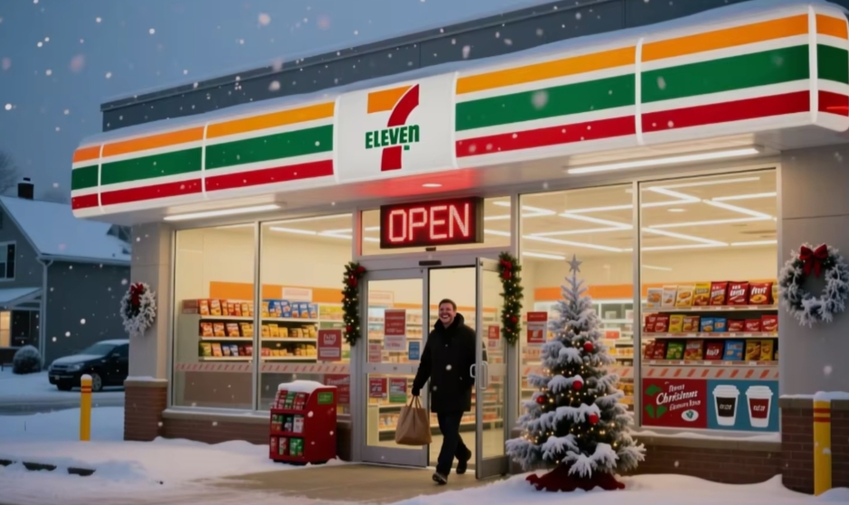 7-Eleven convenience store open 24/7 on Christmas