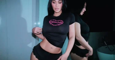 Kim Kardashian posing in lingerie