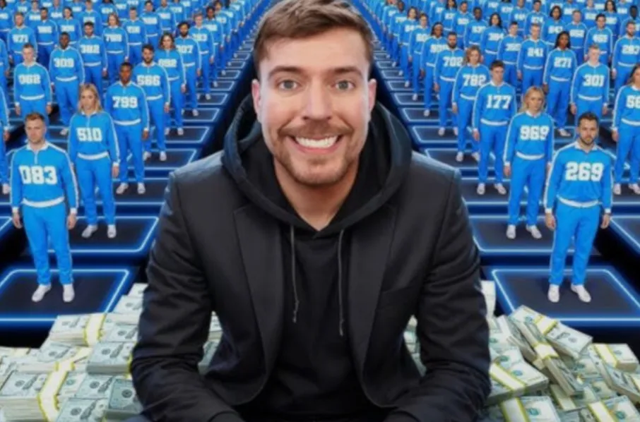 MrBeast on set during a high-budget video shoot