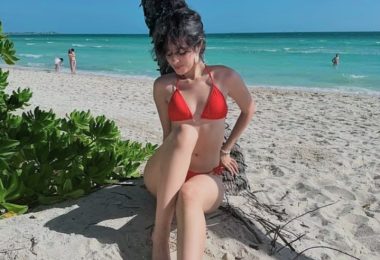 Camila Cabello red bikini mirror photo
